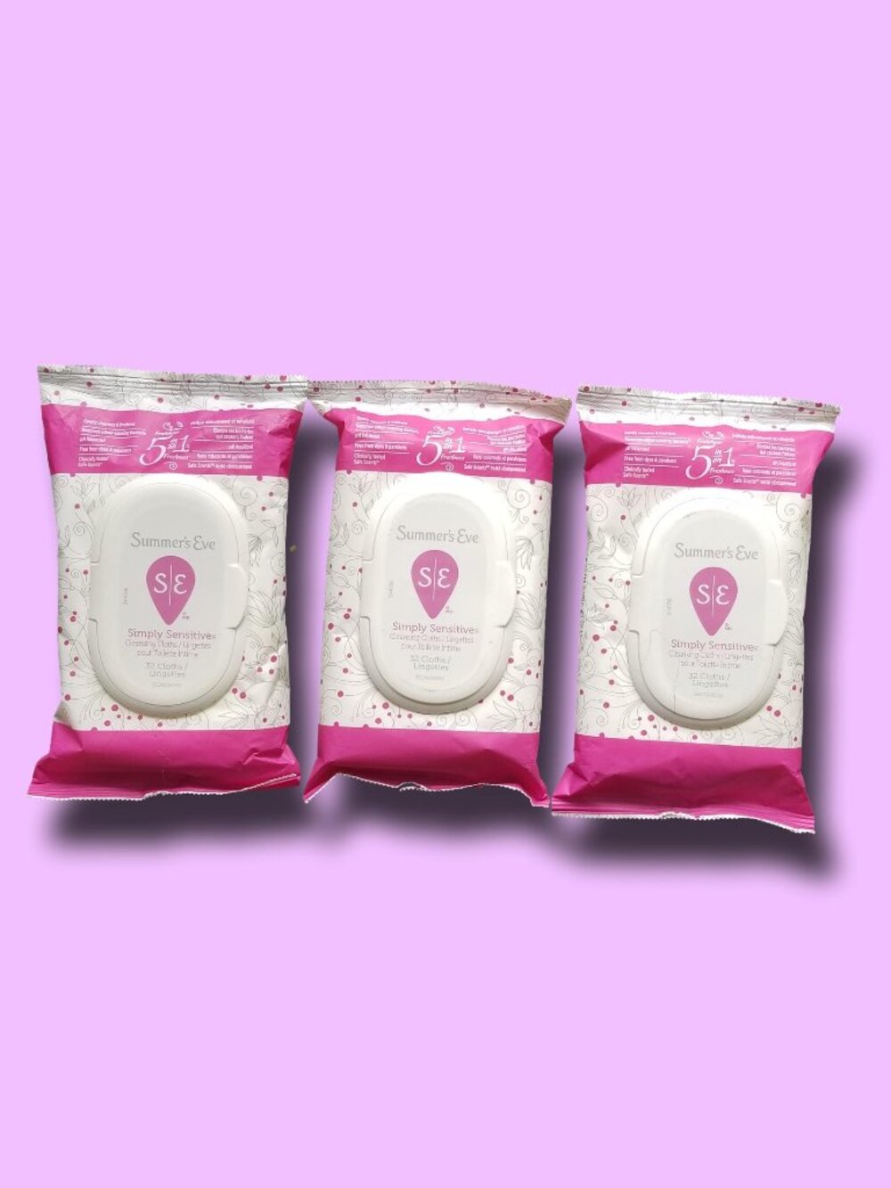 Summer's Eve. "Simply Sensitive" Cleansing Cloths. 3 Packs Of 32